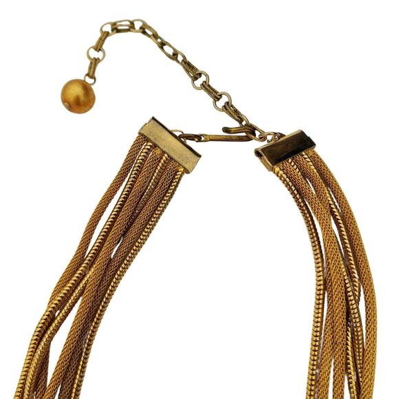 Vintage Aurora Borealis Beads Multi Strand Gold Tone Tie Necklace - Picture 4 of 5